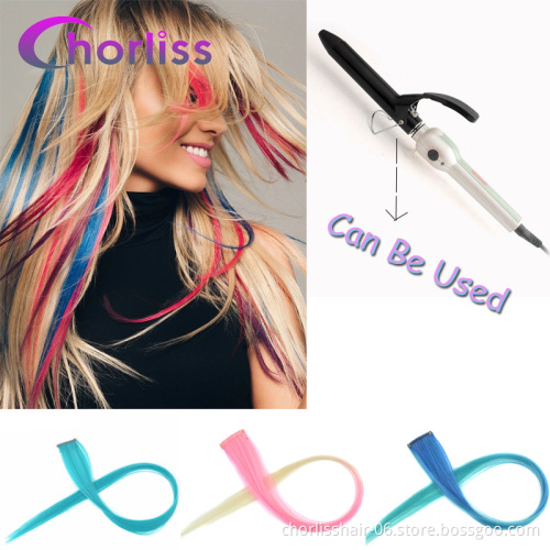 Wholesale 22'' Long Straight Ombre Clip In One Piece Hairpieces Synthetic Hairpieces Highlight Hair Extension For women